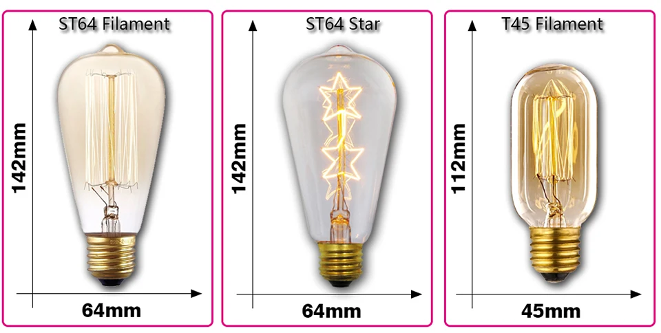 Retro Edison Light Bulb E27 40W 220V 110V Bedroom Industrial Loft Vintage Bulb For Home Decor Filament incandescent Edison Lamp