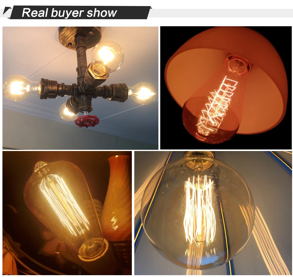 Retro Edison Light Bulb E27 40W 220V 110V Bedroom Industrial Loft Vintage Bulb For Home Decor Filament incandescent Edison Lamp
