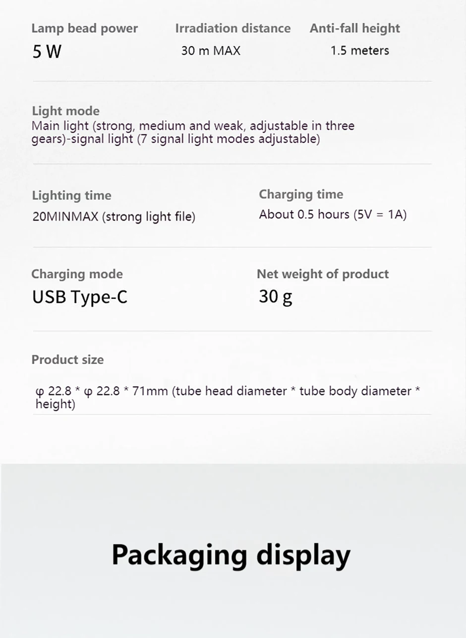 Philips New 7cm LED Rechargeable Mini Portable Flashlight 7 Lighting Modes For Hiking And Travel Self Defense