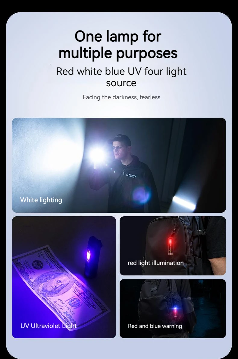 Philips New 7cm LED Rechargeable Mini Portable Flashlight 7 Lighting Modes For Hiking And Travel Self Defense