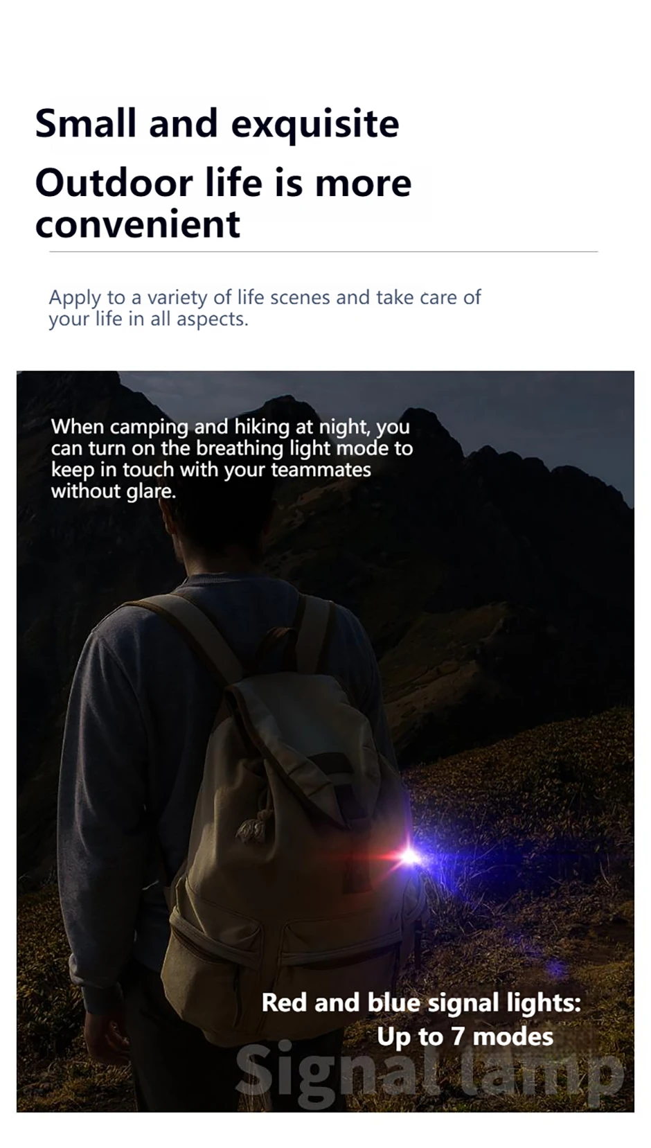 Philips New 7cm LED Rechargeable Mini Portable Flashlight 7 Lighting Modes For Hiking And Travel Self Defense