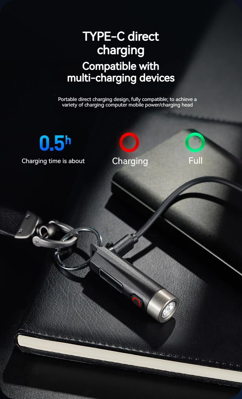 Philips New 7cm LED Rechargeable Mini Portable Flashlight 7 Lighting Modes For Hiking And Travel Self Defense