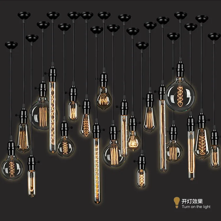 Edison Bulb E27 Warm White 40W 60W ST64 G95 G80 G125 220V Carbon Retro Light Bulb Tungsten Silk Light Bar Window Decoration