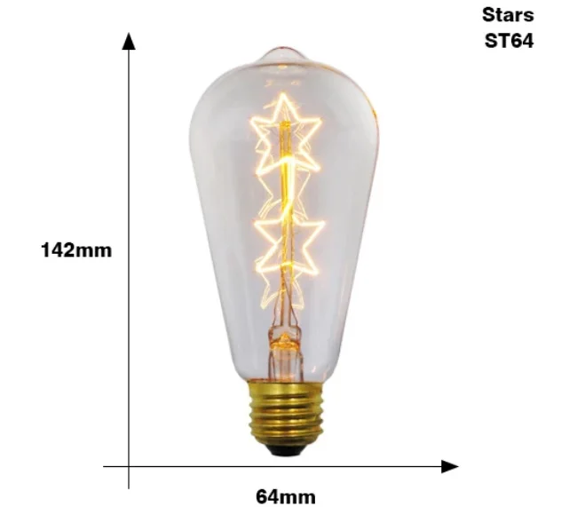 Edison Bulb E27 Warm White 40W 60W ST64 G95 G80 G125 220V Carbon Retro Light Bulb Tungsten Silk Light Bar Window Decoration