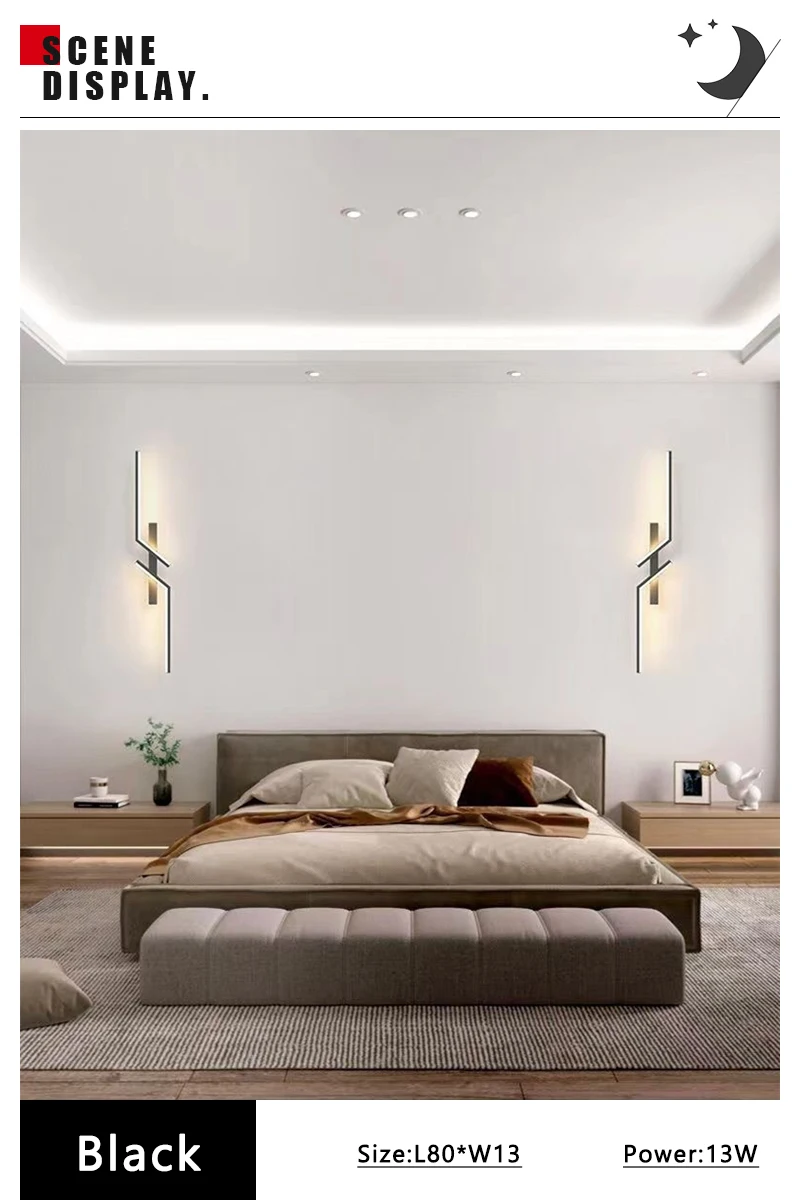 Modern LED Wall Lamp Minimalist Led 13W-18W Light Bedroom Bedside Long Strip Wall Sconces Living Room Home Indoor Lighting