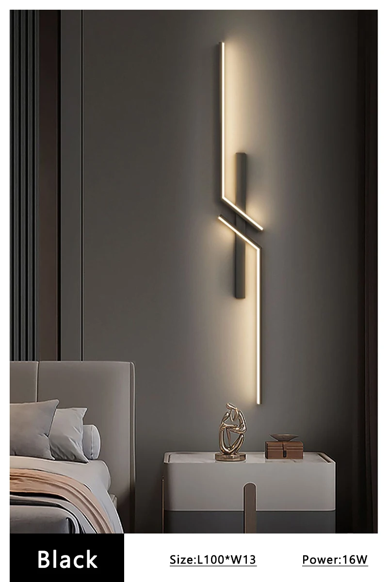 Modern LED Wall Lamp Minimalist Led 13W-18W Light Bedroom Bedside Long Strip Wall Sconces Living Room Home Indoor Lighting
