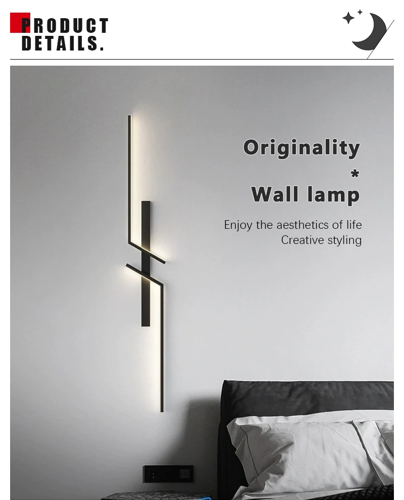 Modern LED Wall Lamp Minimalist Led 13W-18W Light Bedroom Bedside Long Strip Wall Sconces Living Room Home Indoor Lighting
