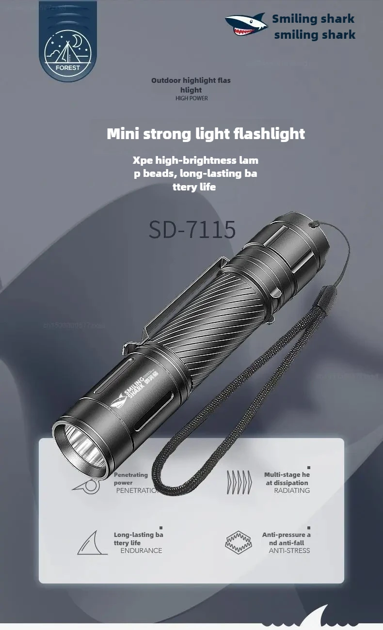 New Flashlight Strong Light Charging Ultra Bright Long Range Home Outdoor Mini Portable Emergency Light USB Charge LED Lamp