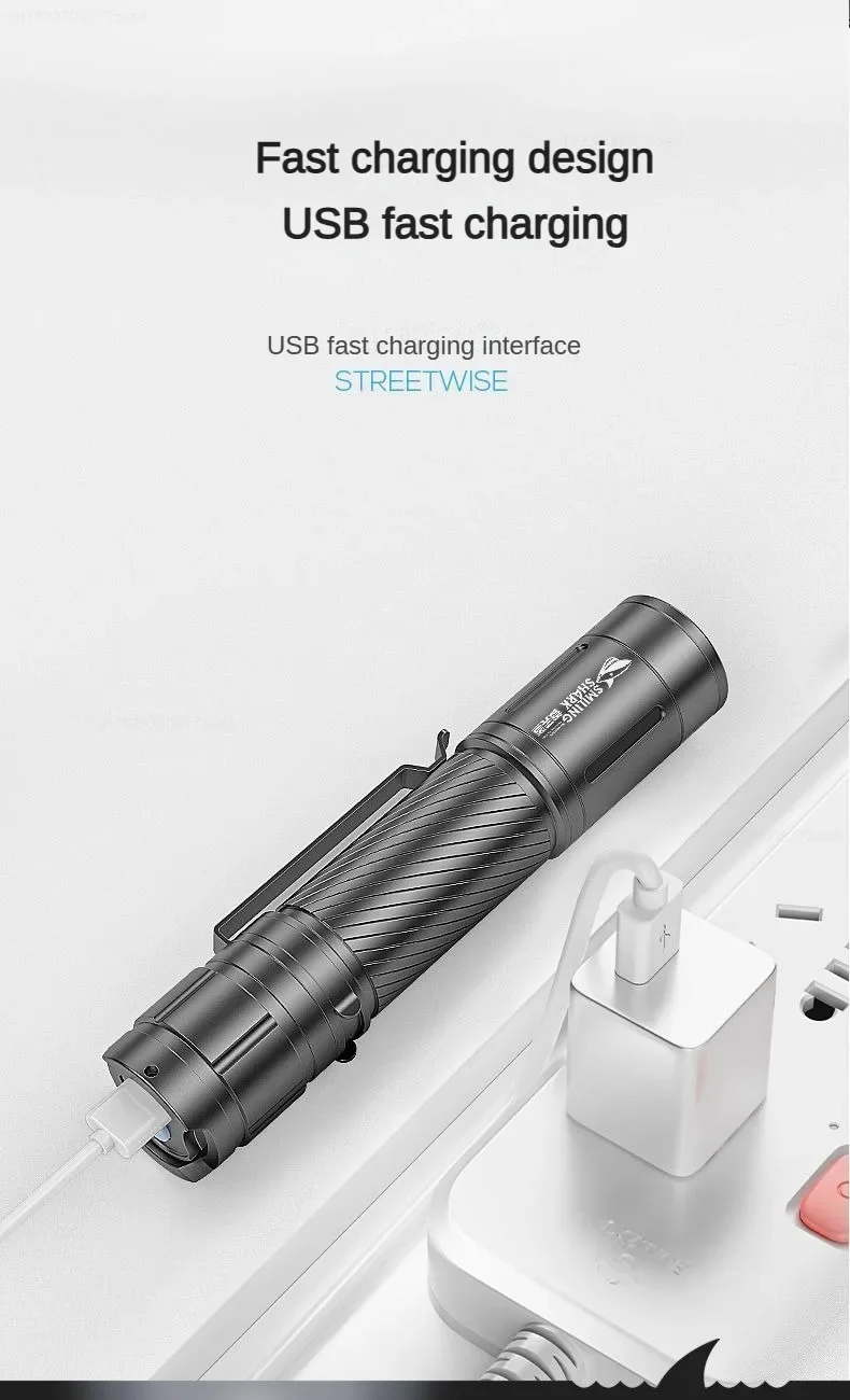 New Flashlight Strong Light Charging Ultra Bright Long Range Home Outdoor Mini Portable Emergency Light USB Charge LED Lamp