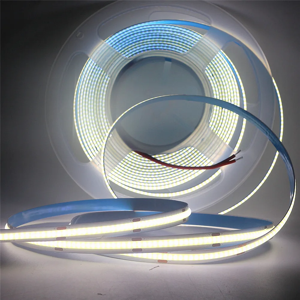 12V COB LED Strip Set 1M 2M 3M 4M 5M 320 Chips/M 3000K 4000K 6000K Dimmable Kitchen Room Light Tape + Power Adapter Touch Switch