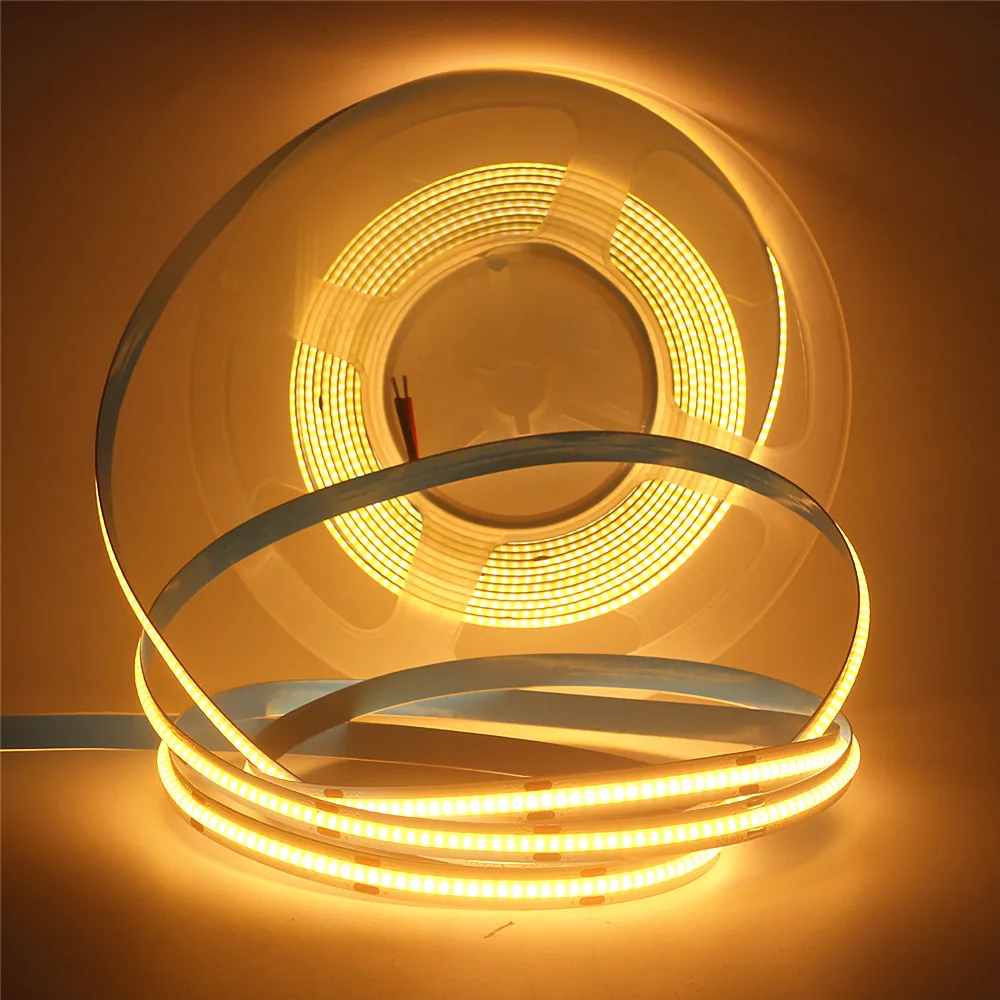 12V COB LED Strip Set 1M 2M 3M 4M 5M 320 Chips/M 3000K 4000K 6000K Dimmable Kitchen Room Light Tape + Power Adapter Touch Switch