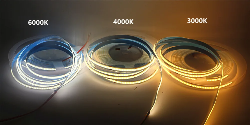 12V COB LED Strip Set 1M 2M 3M 4M 5M 320 Chips/M 3000K 4000K 6000K Dimmable Kitchen Room Light Tape + Power Adapter Touch Switch
