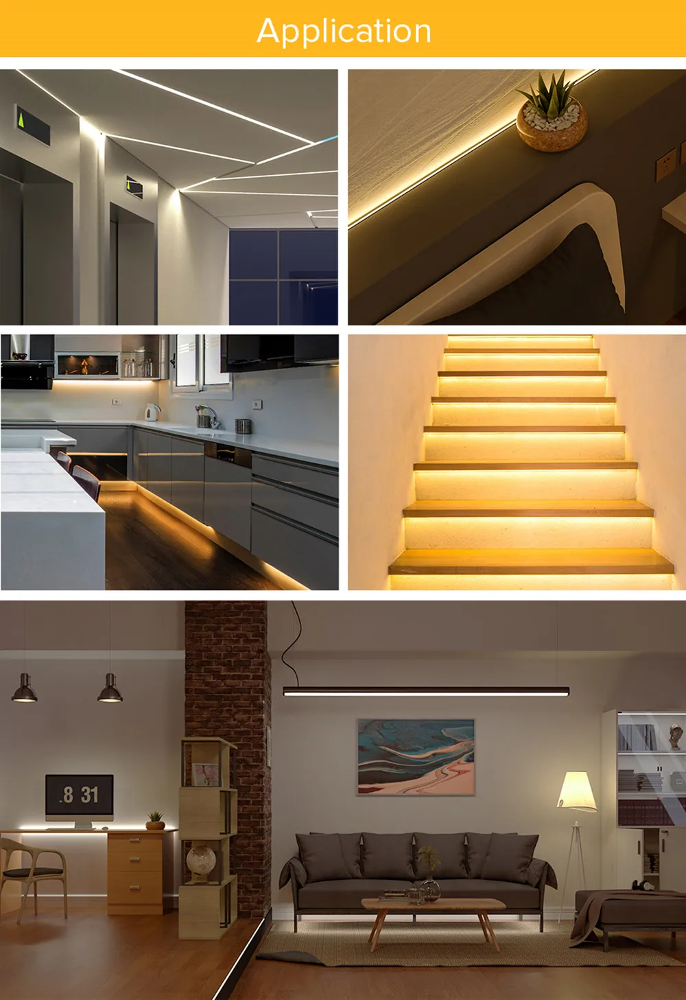 12V COB LED Strip Set 1M 2M 3M 4M 5M 320 Chips/M 3000K 4000K 6000K Dimmable Kitchen Room Light Tape + Power Adapter Touch Switch