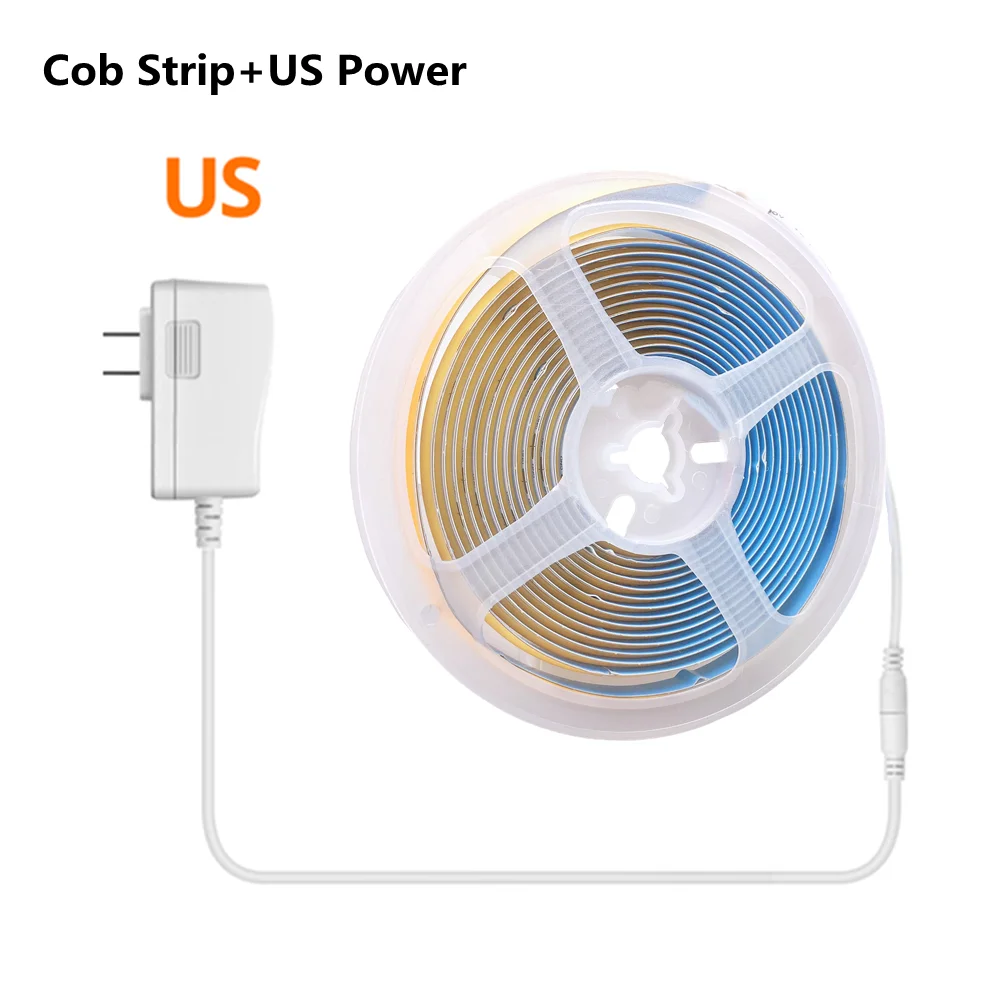 12V COB LED Strip Set 1M 2M 3M 4M 5M 320 Chips/M 3000K 4000K 6000K Dimmable Kitchen Room Light Tape + Power Adapter Touch Switch