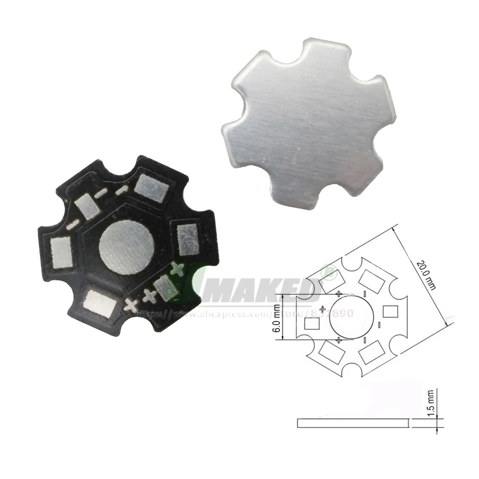 10-1000pc 1W 3W 5W High Power Dia 20mm Star LED PCB Aluminum Plate Heatsink Base 4-6-8Pin RGB RGBW For Flashlight Spot Lamps DIY