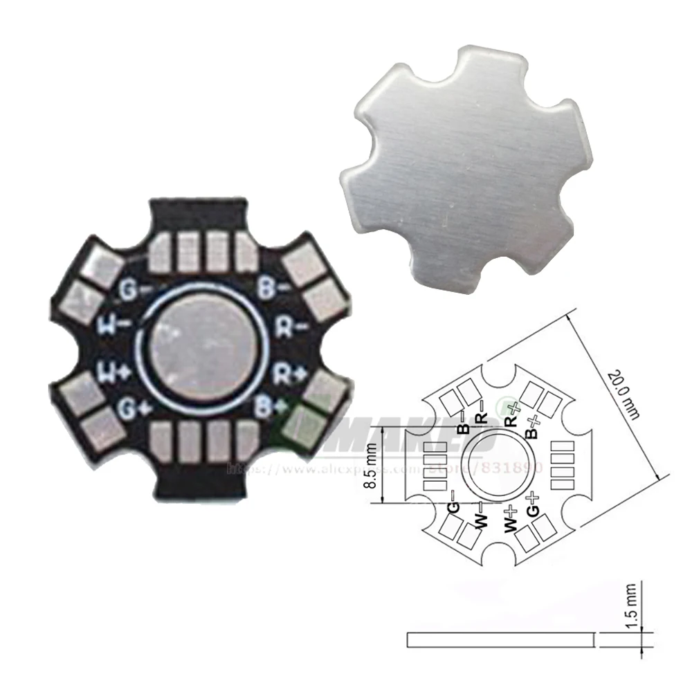 10-1000pc 1W 3W 5W High Power Dia 20mm Star LED PCB Aluminum Plate Heatsink Base 4-6-8Pin RGB RGBW For Flashlight Spot Lamps DIY