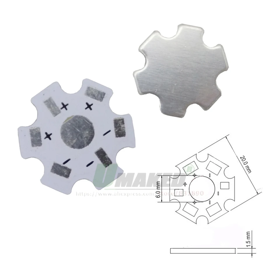 10-1000pc 1W 3W 5W High Power Dia 20mm Star LED PCB Aluminum Plate Heatsink Base 4-6-8Pin RGB RGBW For Flashlight Spot Lamps DIY