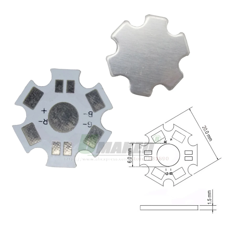 10-1000pc 1W 3W 5W High Power Dia 20mm Star LED PCB Aluminum Plate Heatsink Base 4-6-8Pin RGB RGBW For Flashlight Spot Lamps DIY