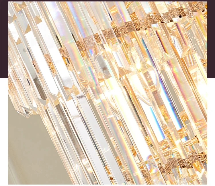 Long Crystal Staircase Gold Chandelier Modern Loft Crystal Lamp Luxury Villa Hotel Hall Living Room Large Chandelier Home Decor