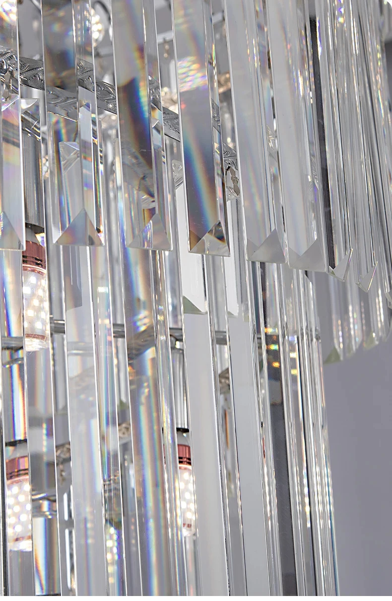 Long Crystal Staircase Gold Chandelier Modern Loft Crystal Lamp Luxury Villa Hotel Hall Living Room Large Chandelier Home Decor