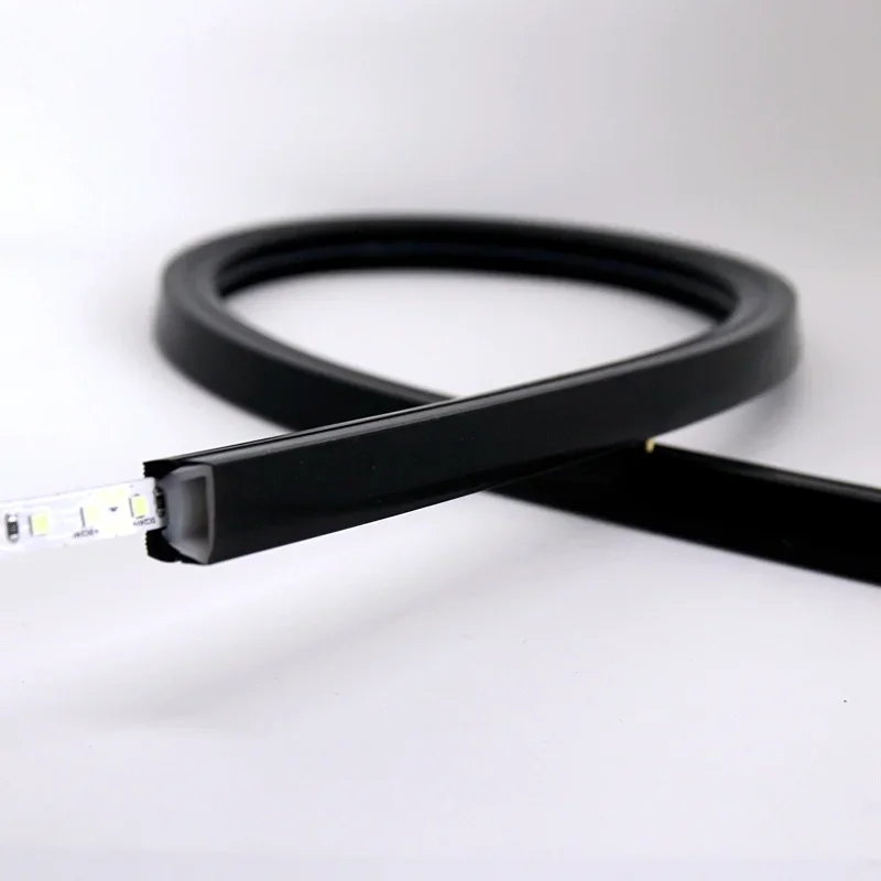 Recessed Black Silicone Tube LED Neon Light Flexible Rope Channel Diffuser WS2811 WS2812B Outdoor Waterproof Ribbon Strip Lights