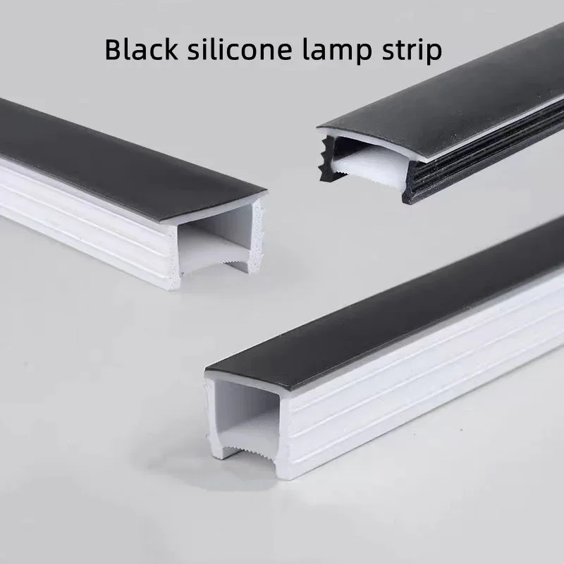 Recessed Black Silicone Tube LED Neon Light Flexible Rope Channel Diffuser WS2811 WS2812B Outdoor Waterproof Ribbon Strip Lights