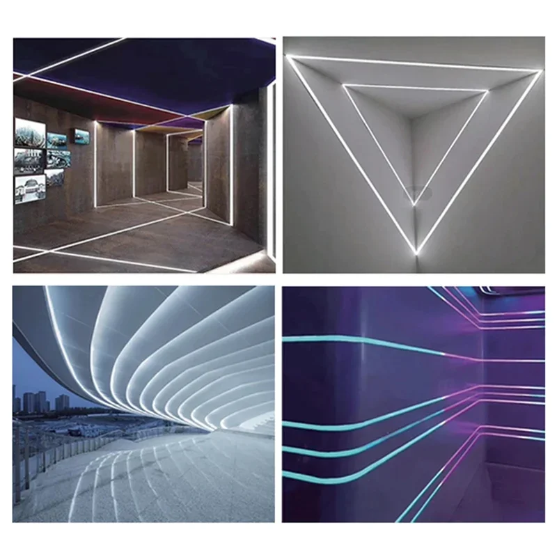 Recessed Black Silicone Tube LED Neon Light Flexible Rope Channel Diffuser WS2811 WS2812B Outdoor Waterproof Ribbon Strip Lights