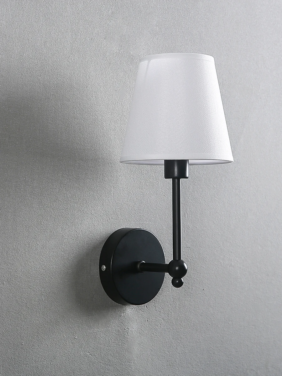 American Retro Wall Lamp Bedroom Bedside Lamp Bathroom Mirror Lamp Luster Luxury Sconce Fabric Lamp Shade TV Wall Lights Fixture