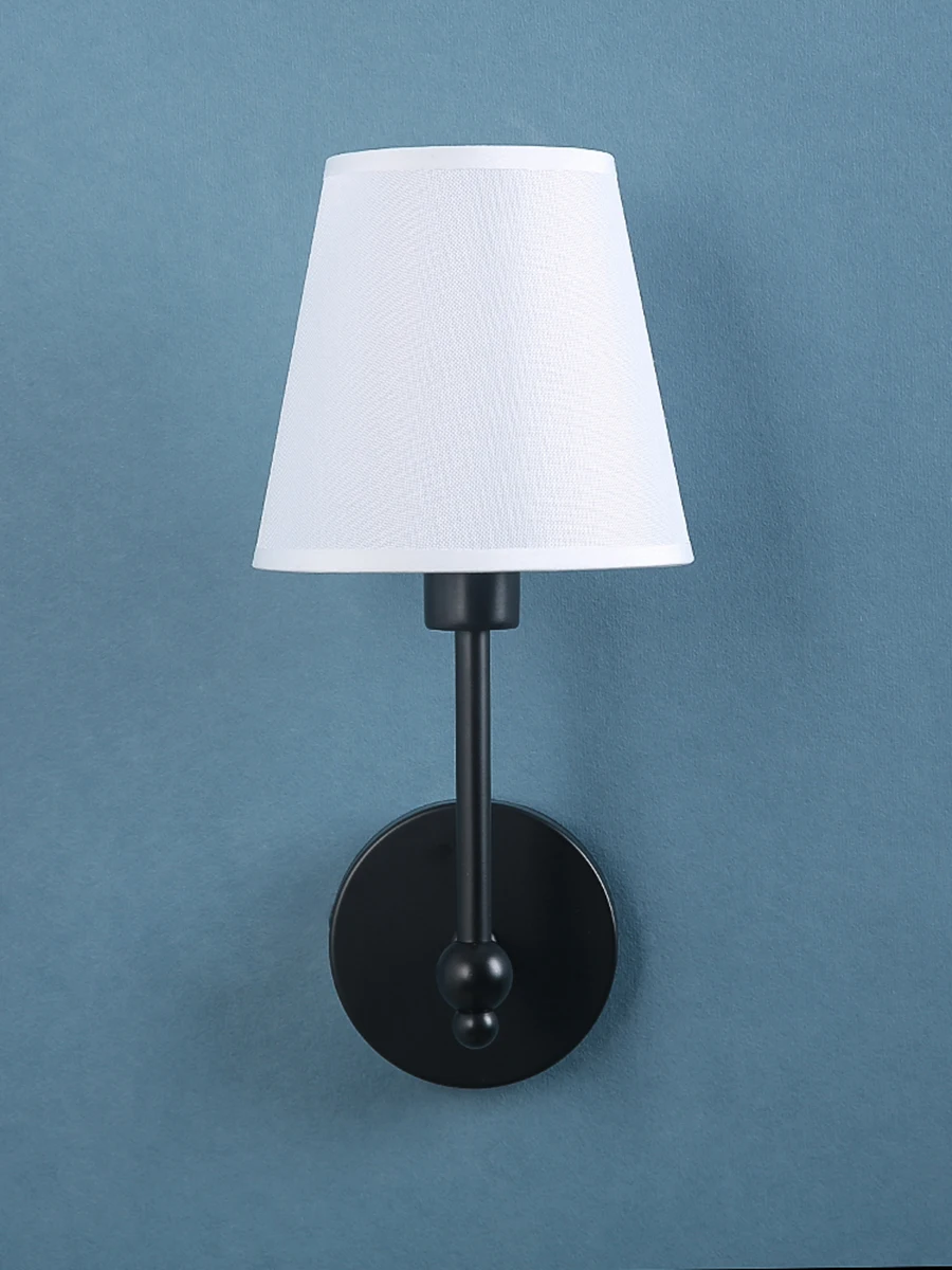 American Retro Wall Lamp Bedroom Bedside Lamp Bathroom Mirror Lamp Luster Luxury Sconce Fabric Lamp Shade TV Wall Lights Fixture