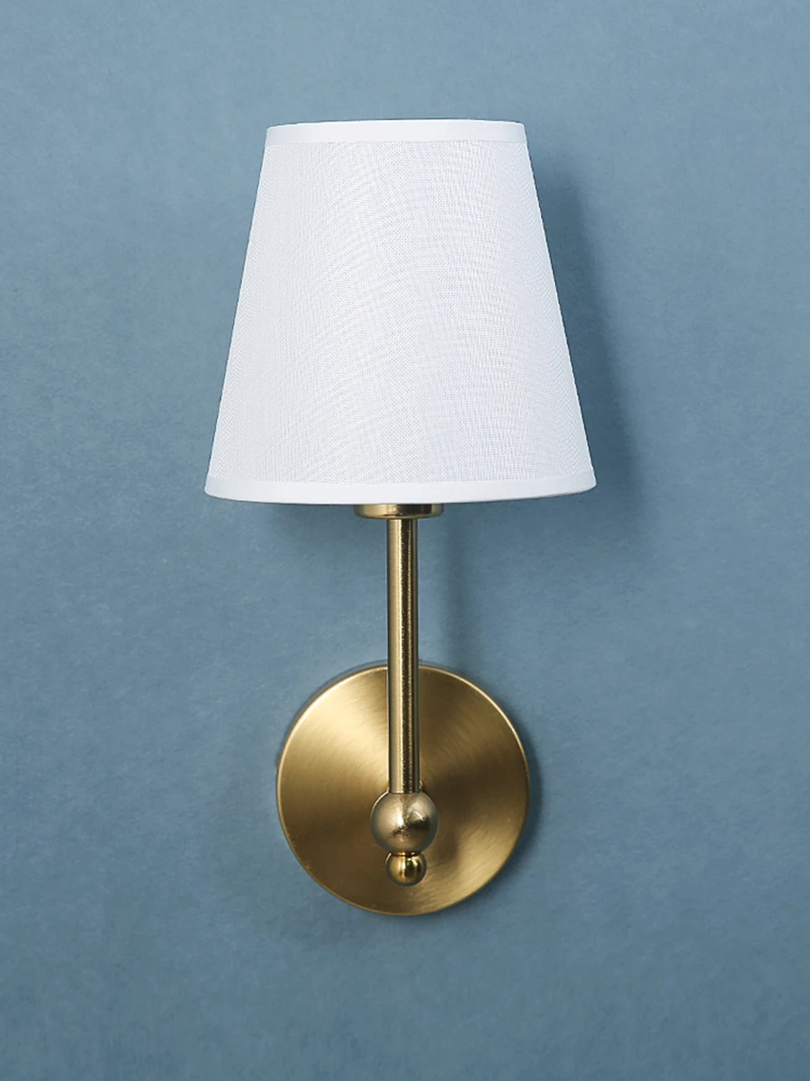 American Retro Wall Lamp Bedroom Bedside Lamp Bathroom Mirror Lamp Luster Luxury Sconce Fabric Lamp Shade TV Wall Lights Fixture