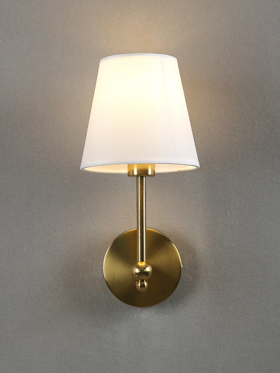 American Retro Wall Lamp Bedroom Bedside Lamp Bathroom Mirror Lamp Luster Luxury Sconce Fabric Lamp Shade TV Wall Lights Fixture
