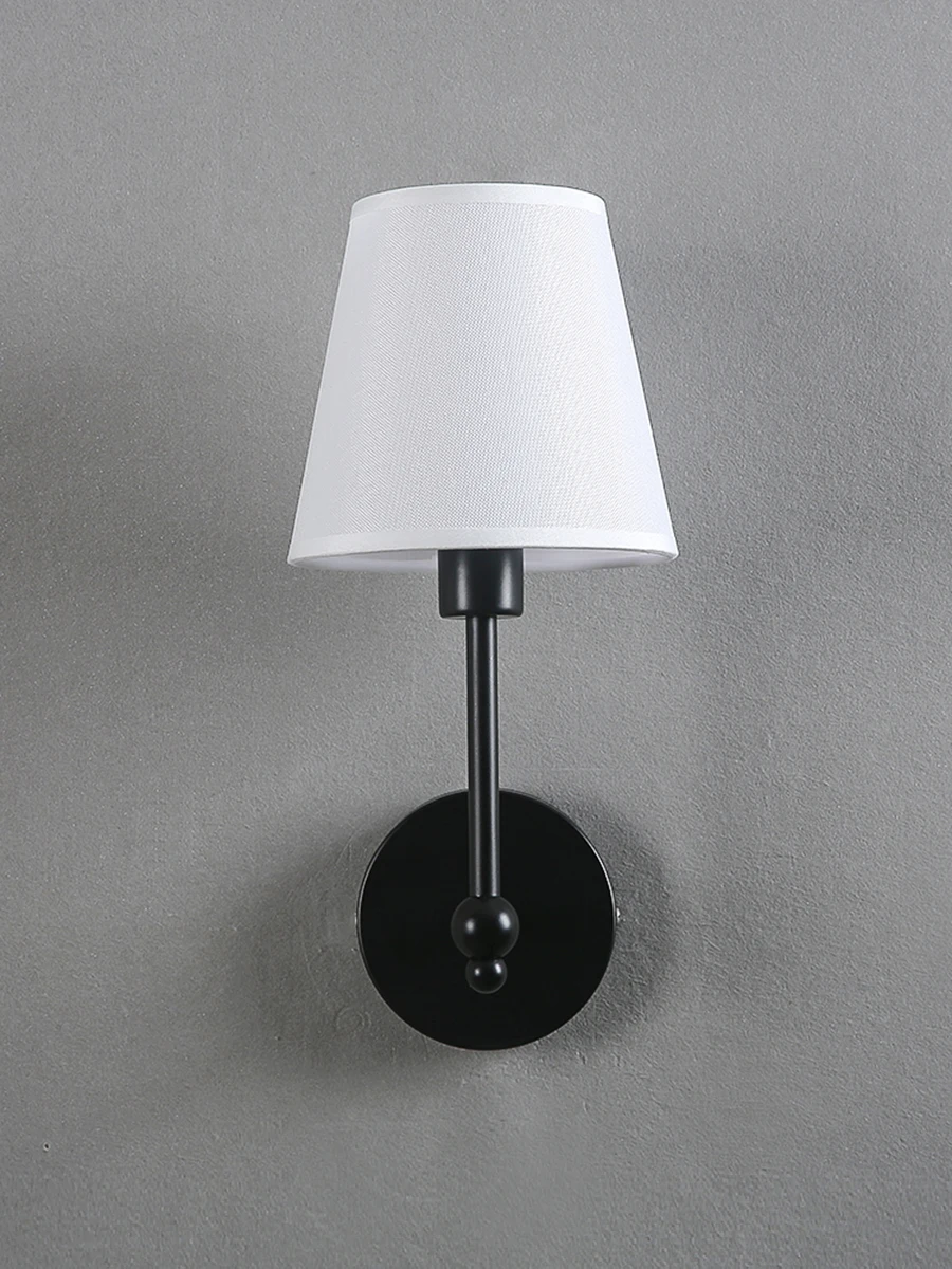 American Retro Wall Lamp Bedroom Bedside Lamp Bathroom Mirror Lamp Luster Luxury Sconce Fabric Lamp Shade TV Wall Lights Fixture