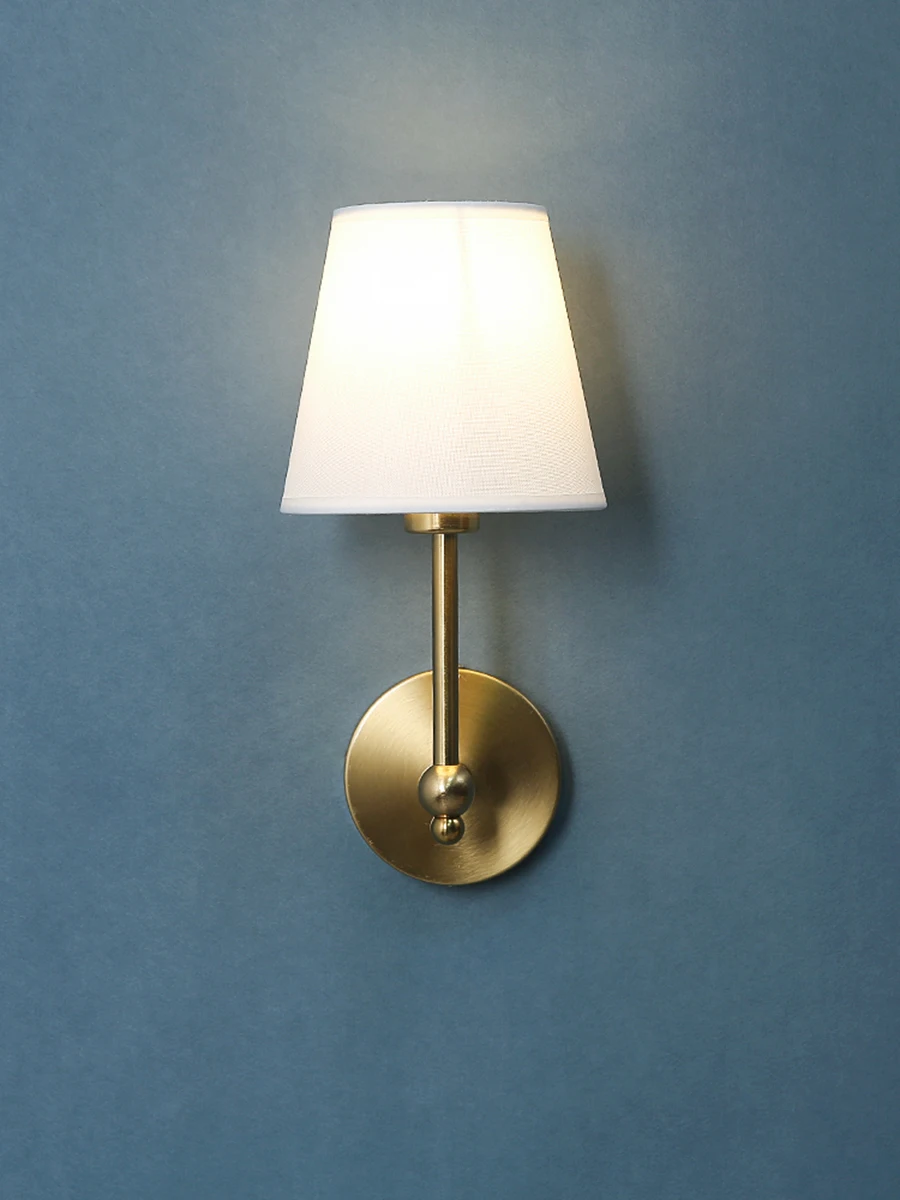 American Retro Wall Lamp Bedroom Bedside Lamp Bathroom Mirror Lamp Luster Luxury Sconce Fabric Lamp Shade TV Wall Lights Fixture