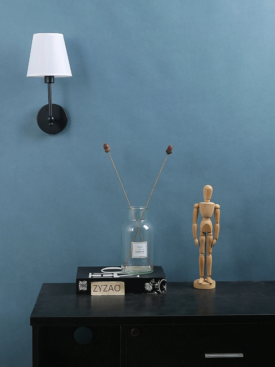 American Retro Wall Lamp Bedroom Bedside Lamp Bathroom Mirror Lamp Luster Luxury Sconce Fabric Lamp Shade TV Wall Lights Fixture