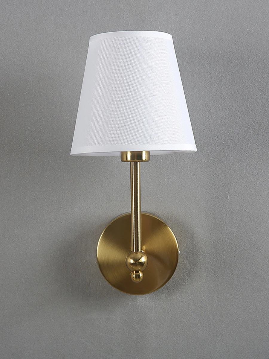 American Retro Wall Lamp Bedroom Bedside Lamp Bathroom Mirror Lamp Luster Luxury Sconce Fabric Lamp Shade TV Wall Lights Fixture