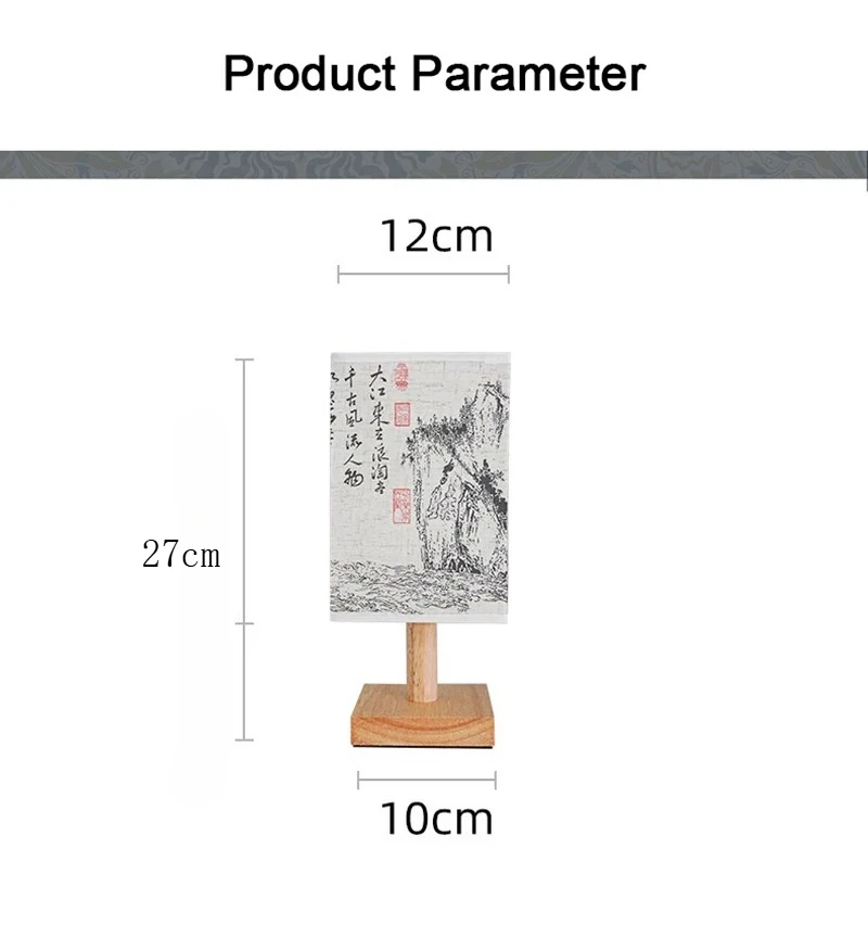 LED Simple Decorative Table Lamp Plug in Night Light Fabric Lampshade Square Chinese Style Bedside Desk Light for Bedroom Decor