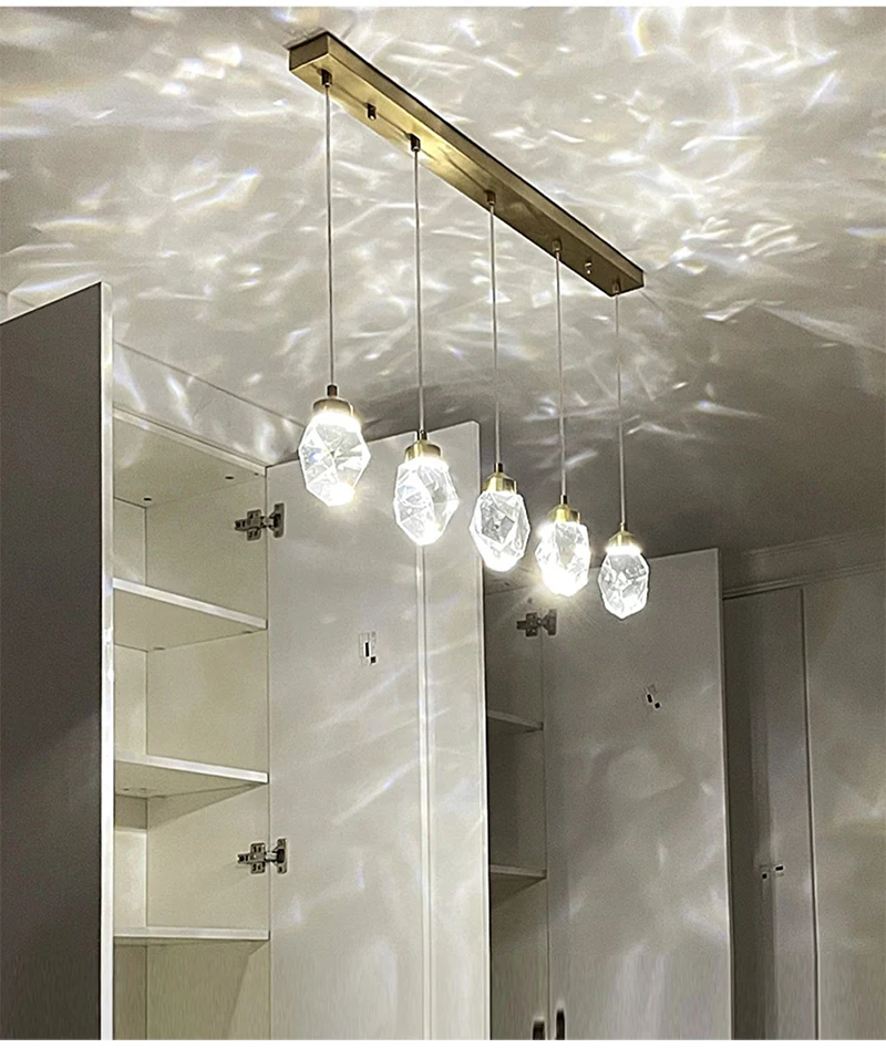 Modern Crystal Chandelier Indoor Crystal Ceiling Light Fixtures With Clear Solid Crystal For Living Room Hallway Kitchen Lamp