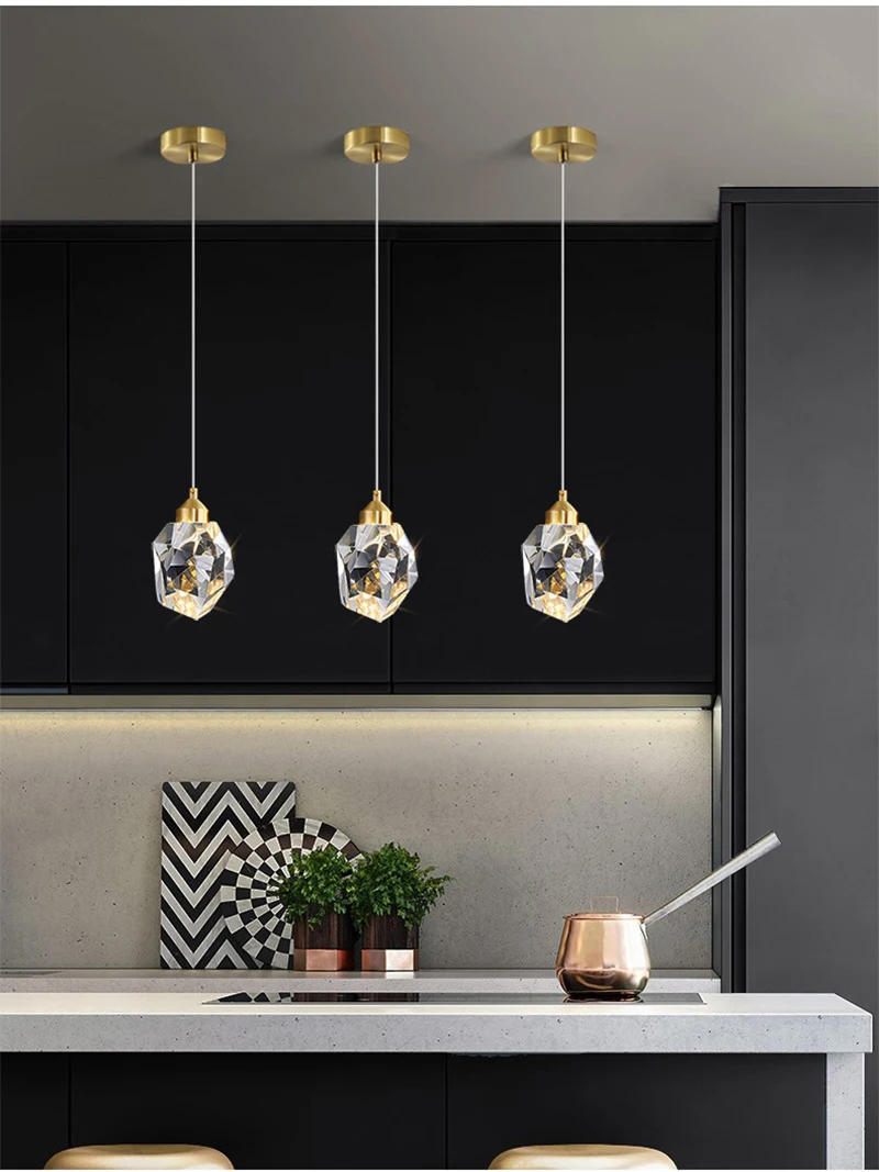 Modern Crystal Chandelier Indoor Crystal Ceiling Light Fixtures With Clear Solid Crystal For Living Room Hallway Kitchen Lamp