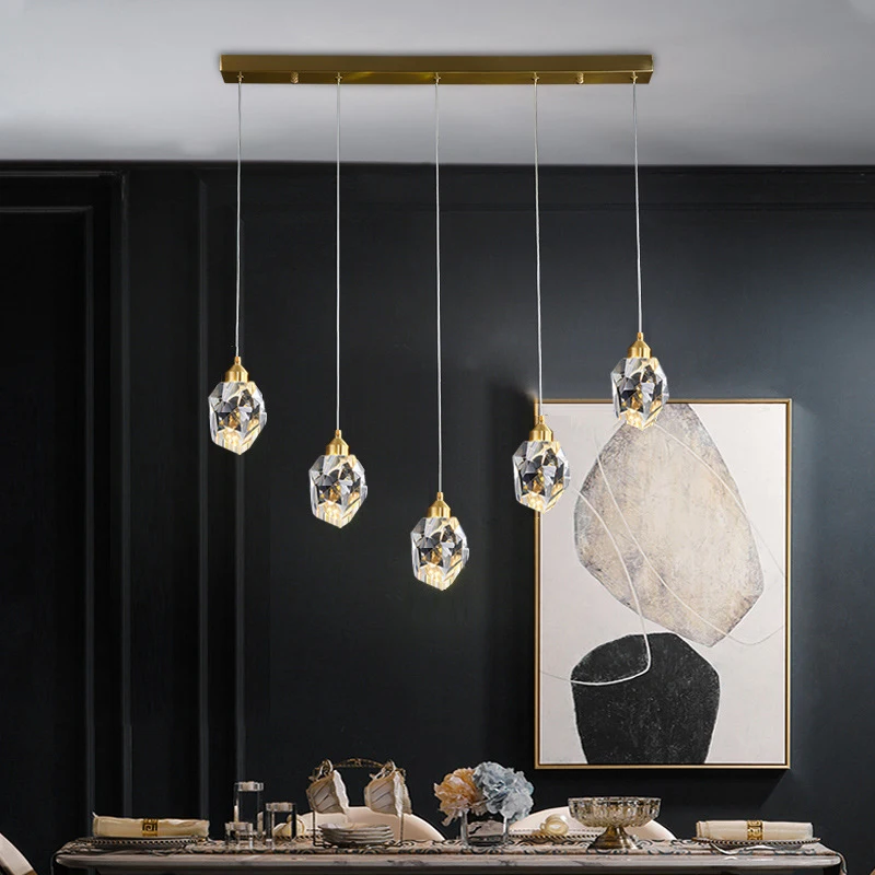 Modern Crystal Chandelier Indoor Crystal Ceiling Light Fixtures With Clear Solid Crystal For Living Room Hallway Kitchen Lamp