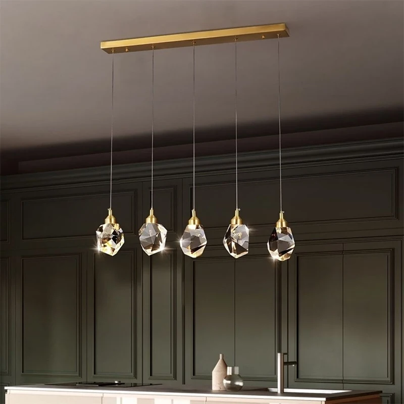 Modern Crystal Chandelier Indoor Crystal Ceiling Light Fixtures With Clear Solid Crystal For Living Room Hallway Kitchen Lamp