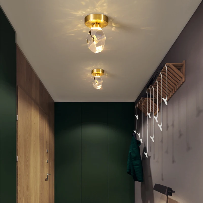 Modern Crystal Chandelier Indoor Crystal Ceiling Light Fixtures With Clear Solid Crystal For Living Room Hallway Kitchen Lamp