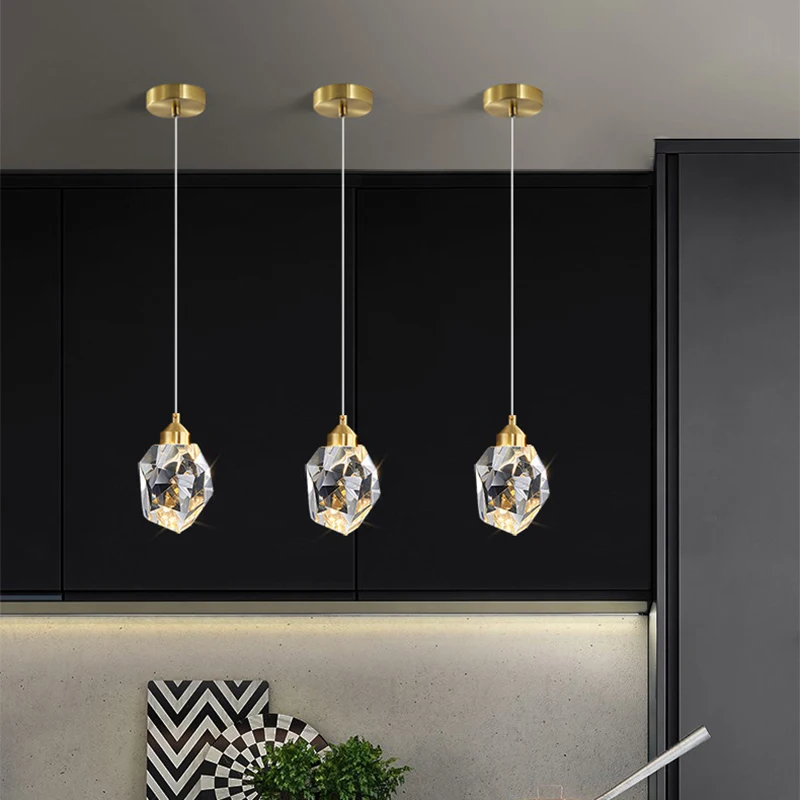 Modern Crystal Chandelier Indoor Crystal Ceiling Light Fixtures With Clear Solid Crystal For Living Room Hallway Kitchen Lamp