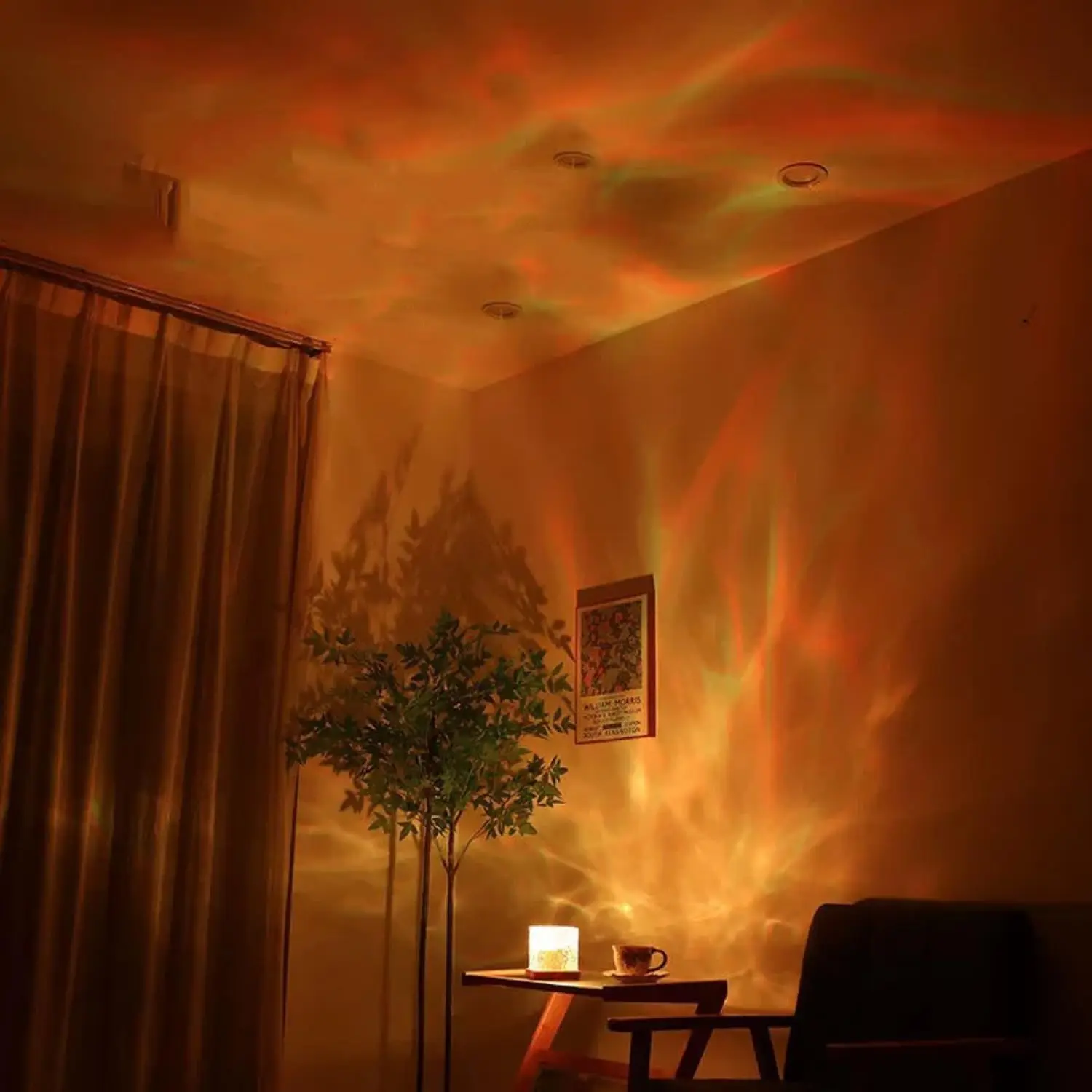 16 Colors Water Ripple Projector Dynamic Rotating LED Night Light with Remote Dimming Family Bedroom Romantic Ocean Decor Lamp