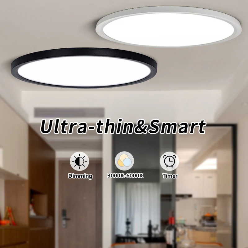 Smart Ceiling Lights 0.94 Inch Remote APP Control Ultra Thin Dimmable Modern Round LED Ceiling Lamp Bedroom Dining Room Kitchen