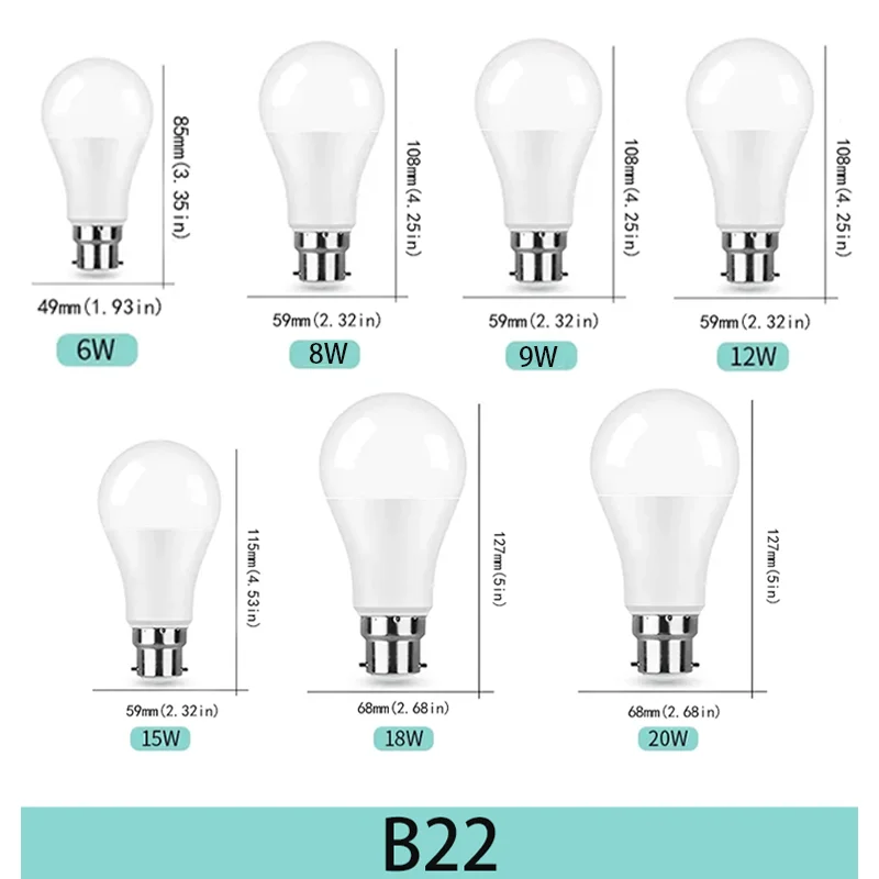 8PCS LED Bulb E27 B22 E14 AC220/110V 3W 6W 9W 12W 15W 18W Brightness and Low Energy Consumption Living Room Home LED Light Bulbs