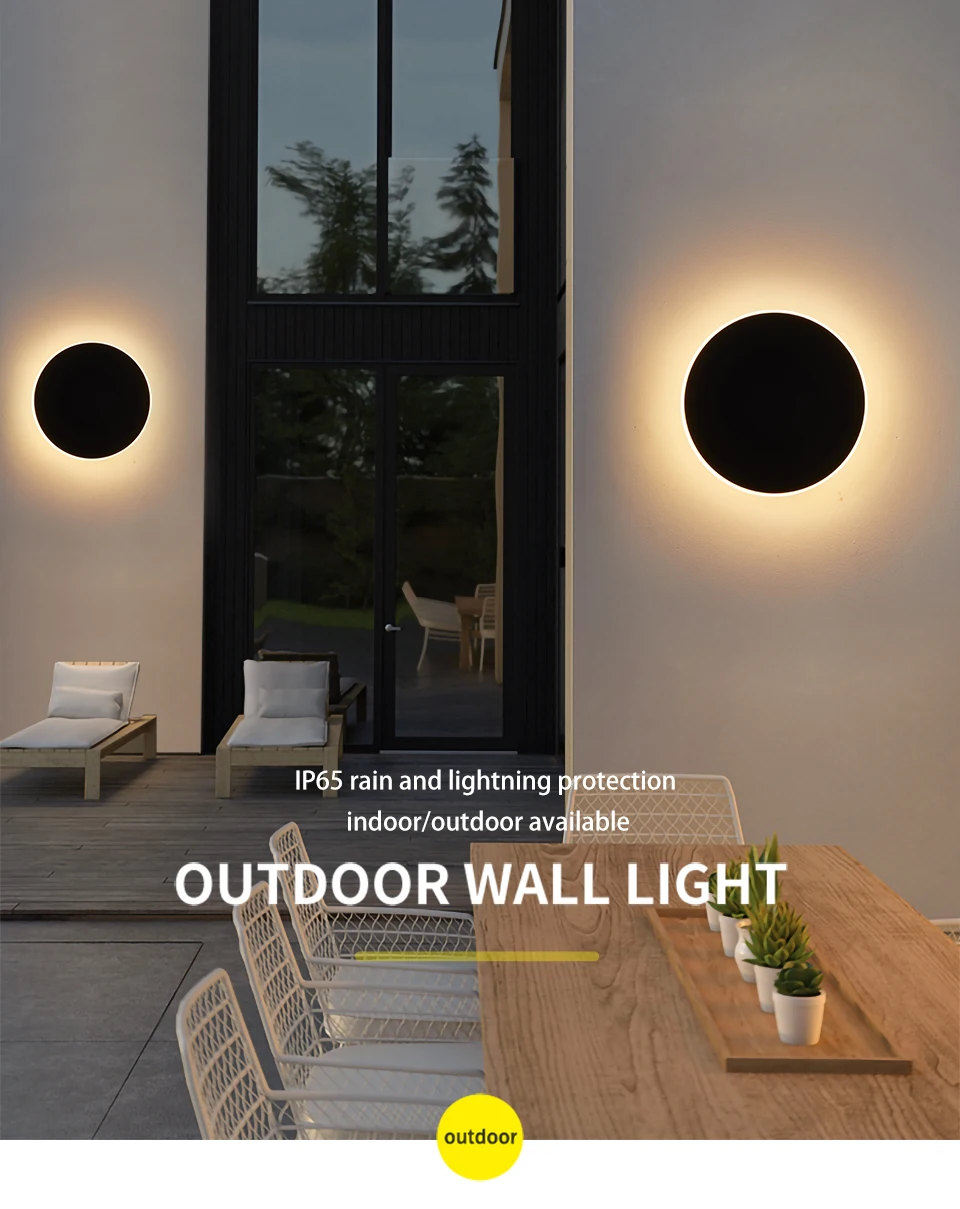 Nordic Minimalist Round LED Wall Light, Modern Villa Sconce, Stylish Decor for Corridor, Entrance, Porch, Bedroom Outdoor Home