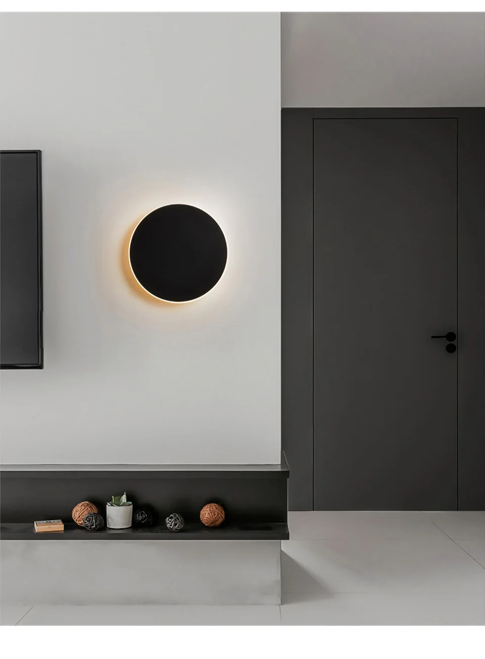 Nordic Minimalist Round LED Wall Light, Modern Villa Sconce, Stylish Decor for Corridor, Entrance, Porch, Bedroom Outdoor Home