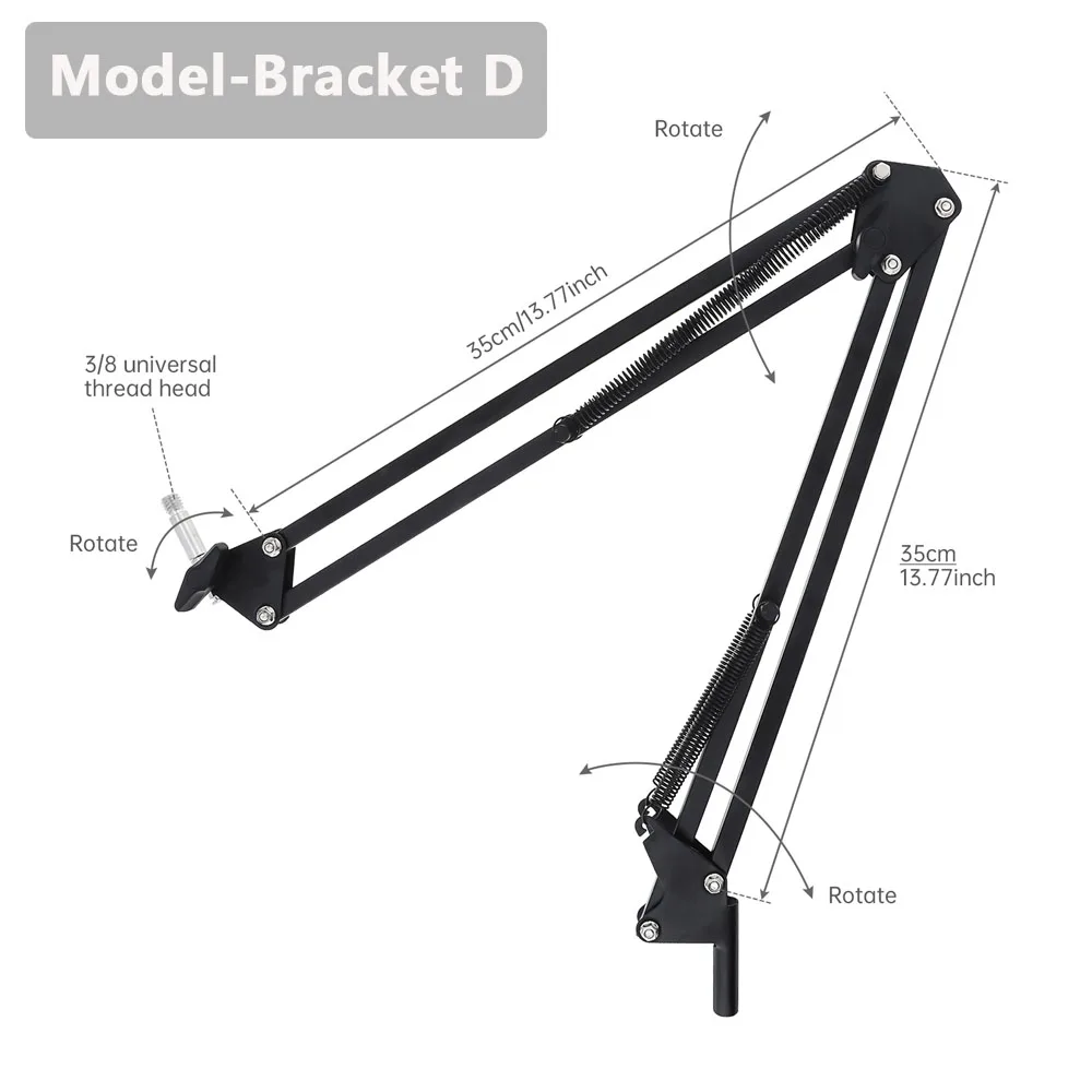 Universal Flexible Arm Table Mount Clamp Bracket Clip Holder Overhead Tripod Mount Clamp for Lamp/ Microphone/ Live Streaming