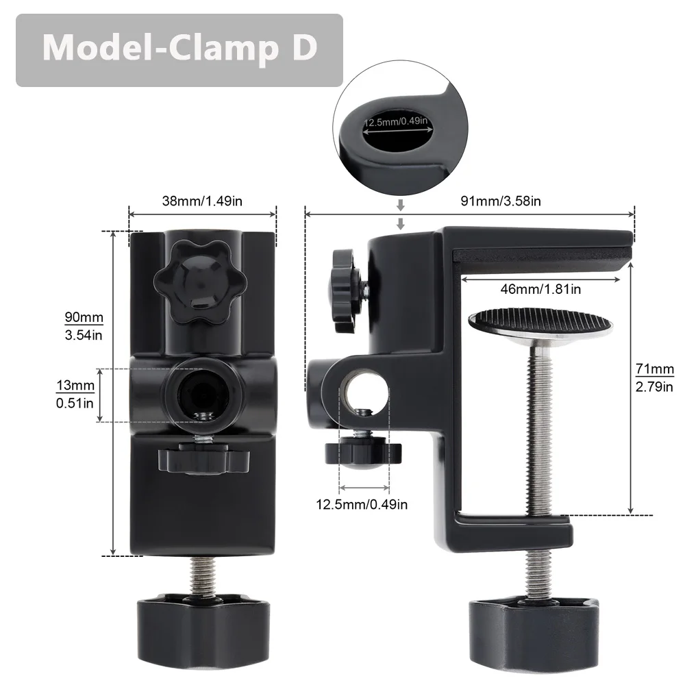 Universal Flexible Arm Table Mount Clamp Bracket Clip Holder Overhead Tripod Mount Clamp for Lamp/ Microphone/ Live Streaming