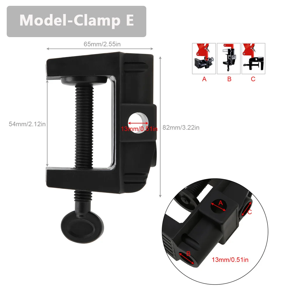 Universal Flexible Arm Table Mount Clamp Bracket Clip Holder Overhead Tripod Mount Clamp for Lamp/ Microphone/ Live Streaming